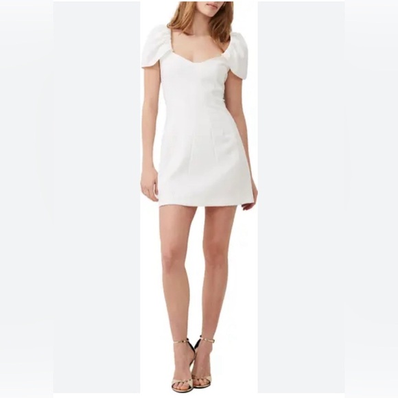 French Connection Whisper Flutter Sleeves Mini Dress Size 10 Summer White NWT - Picture 1 of 14